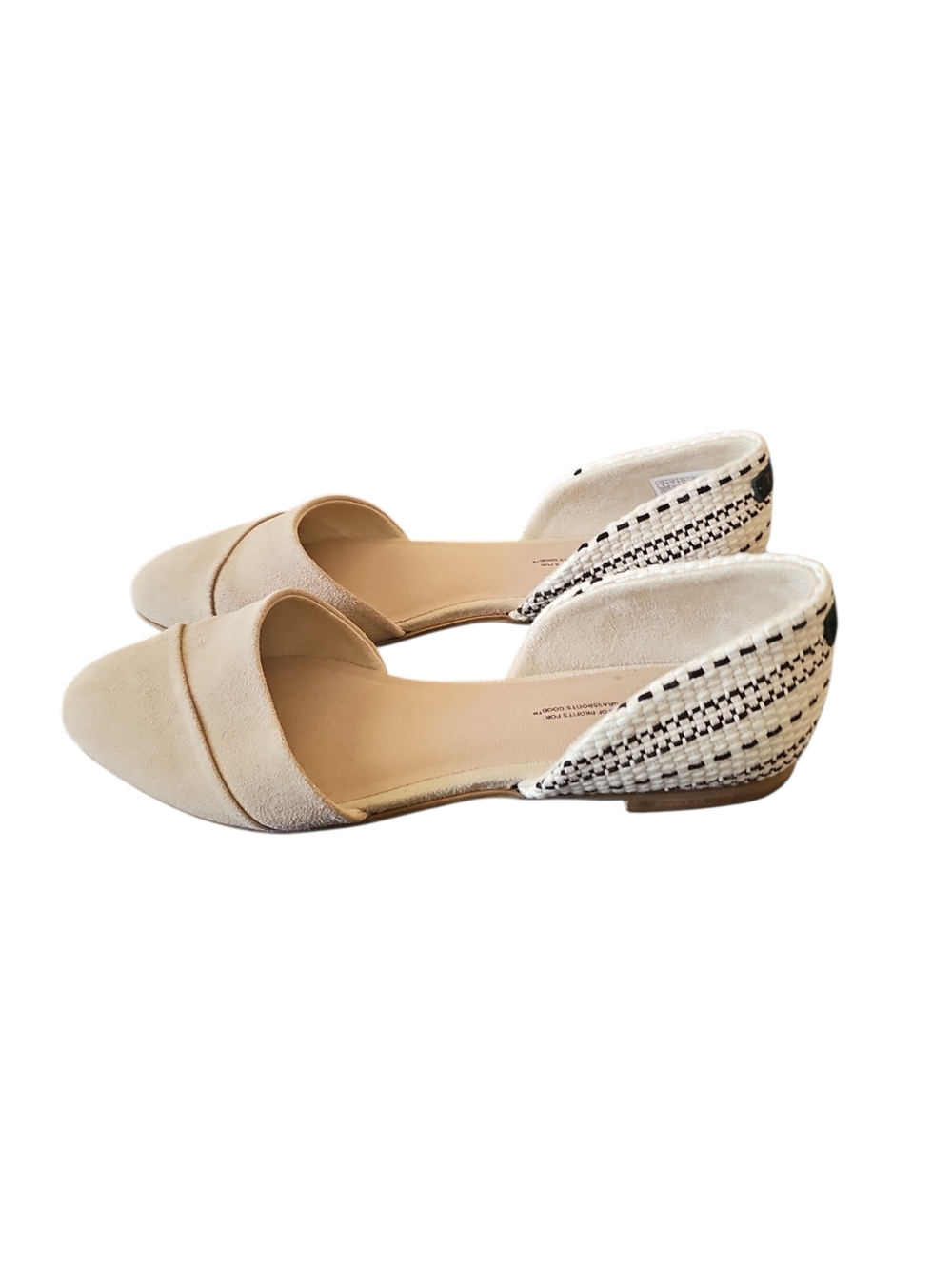 Toms Beige Suede D'Orsay Flat - Women Shoes Cream Black Heels Sz 9 SH370 - Picture 5 of 7